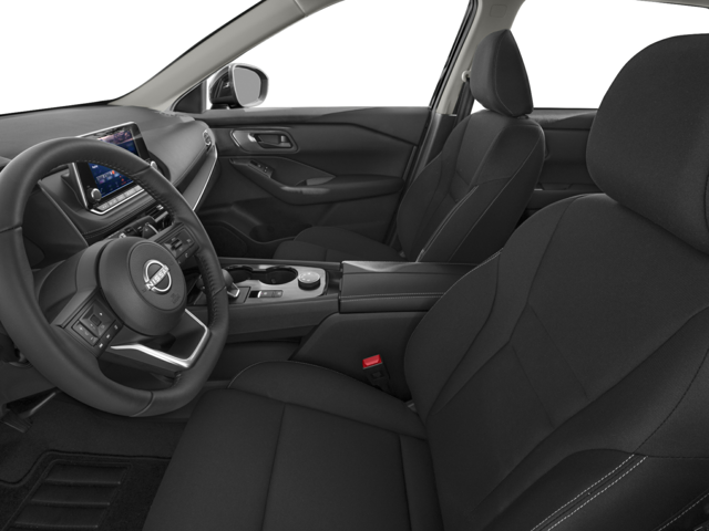 Car interior with black seats and touchscreen display