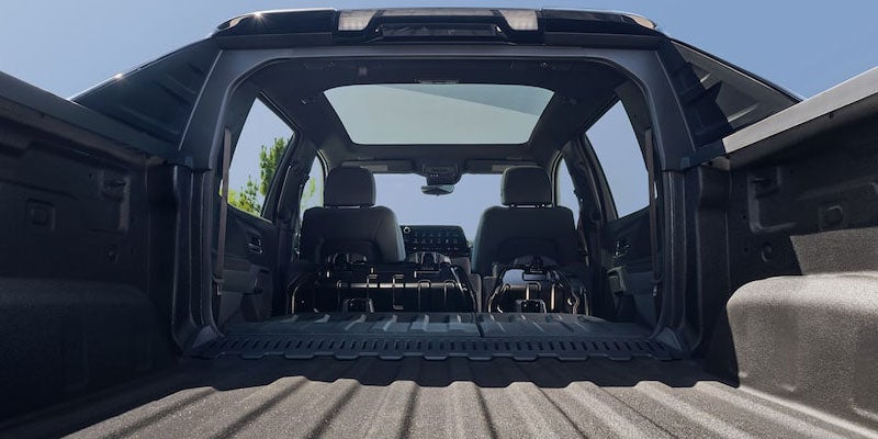 Interior view of the Silverado-EV showcasing its trunk design