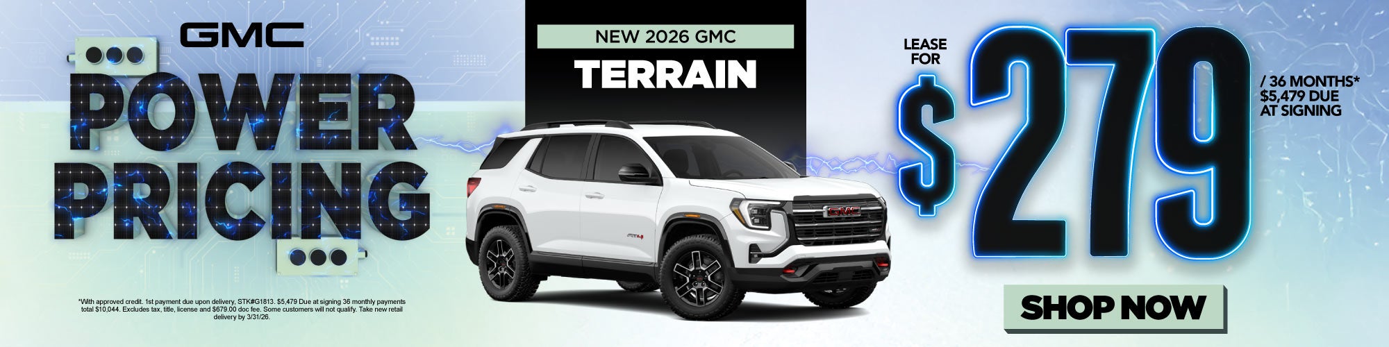 NEW 2026 GMC TERRAIN	"LEASE $279 / 36 MONTHS* $5,479 DUE AT 