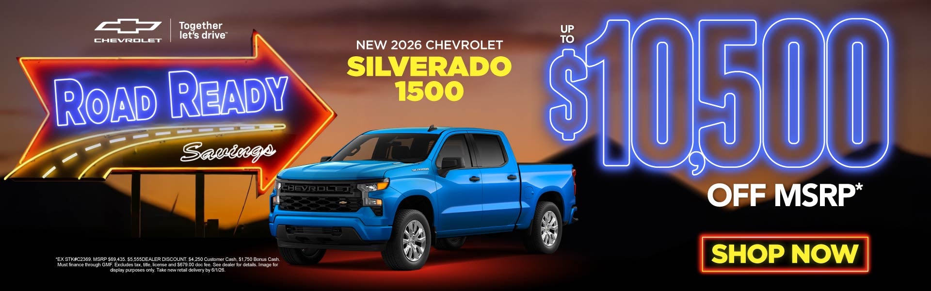 New 2026 Chevrolet Silverado 1500	Up to $10,500 Off MSRP*