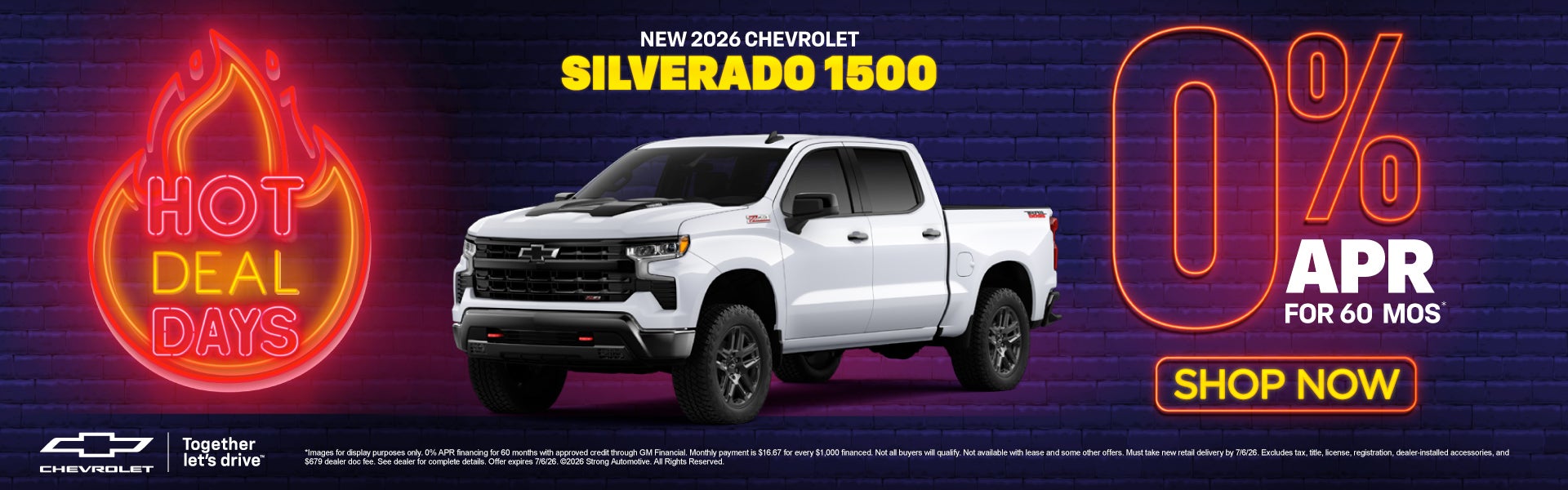 NEW 2026 CHEVROLET SILVERADO 1500	0% APR FOR 60 MONTHS*