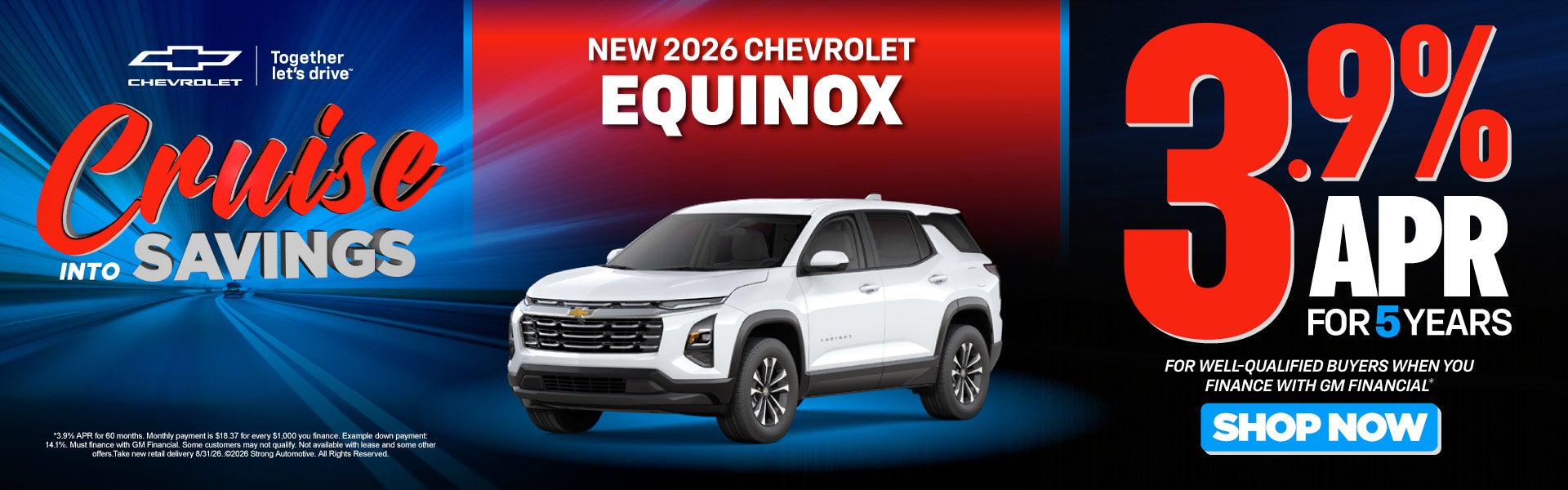NEW 2026 Chevrolet Equinox 	"3.9% APR FOR 5 YEARS For Well-Q