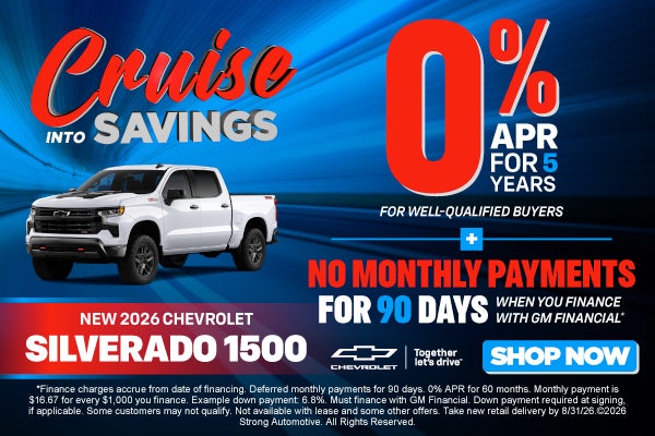 NEW 2026 Chevrolet Silverado 1500	"0% APR FOR 5 YEARS For We