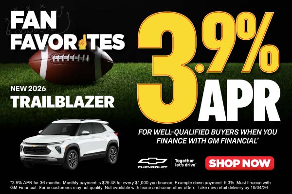 "NEW 2026 TRAILBLAZER "	"3.9% APR For well-qualified buyers 