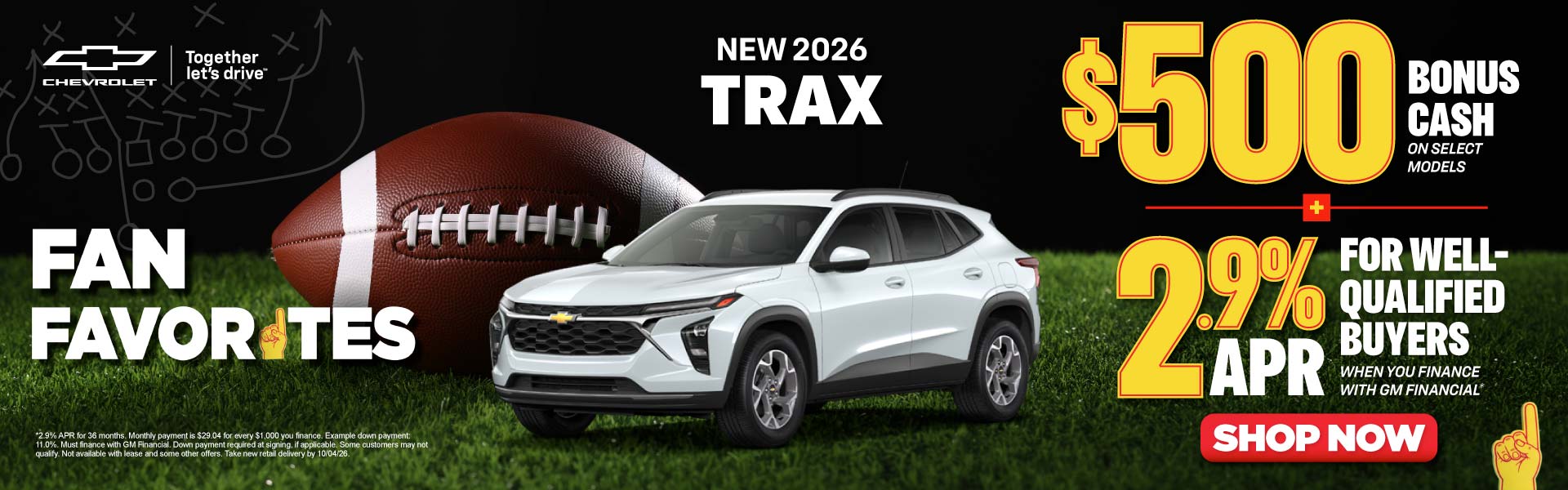 NEW 2026 TRAX	"$500 Bnous Cash on select models -PLUS- 2.9%
